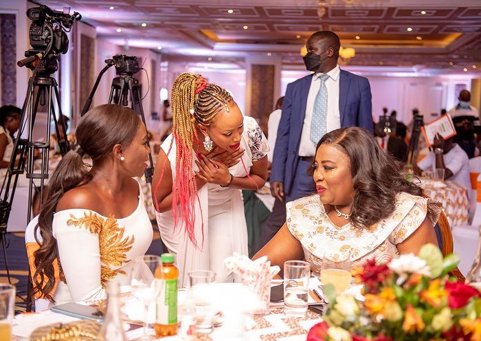Media personality Janet Mbugua with Akothee and Mama Ida Odinga at the Akothee Foundation's 1-year anniversary