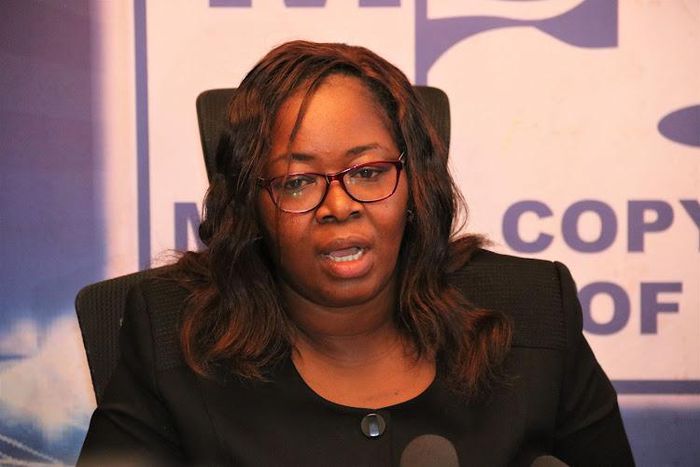 MCSK CEO Milka during a press conference on distribution of performance in public places at the MCSK headquarters Nairobi