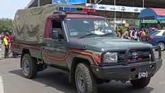 Police car outside Equity Bank, Anagwa Branch in Kisumu