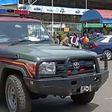 Police car outside Equity Bank, Anagwa Branch in Kisumu