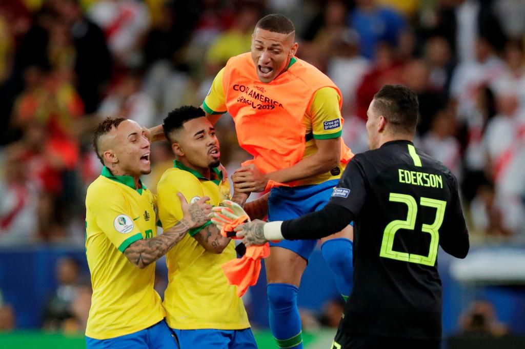 Brazilian-Football-Players-in-Premier-League- (Left-right): Raphinha (Leeds), Gabriel Jesus (Manchester City), Richarlison (Everton), Ederson (Manchester City)