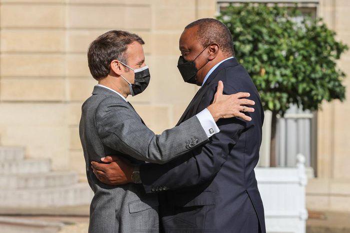 President Uhuru Kenyatta and French President Emmanuel Macron