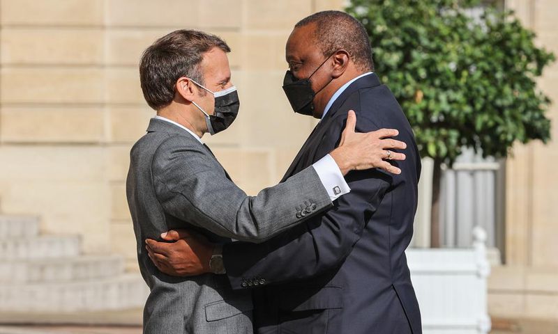 President Uhuru Kenyatta and French President Emmanuel Macron
