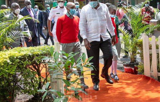 Uhuru in Westlands Primary for Virtual meeting with UK Prime Minister