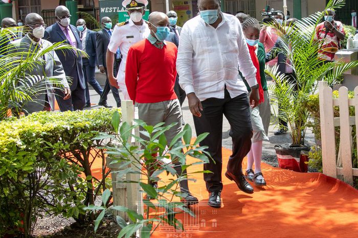 Uhuru in Westlands Primary for Virtual meeting with UK Prime Minister