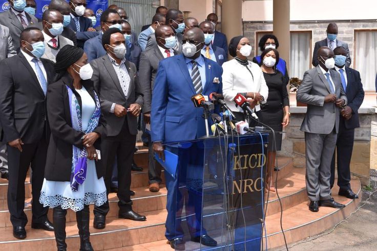 Education CS George Magoha with other education sector stakeholders during a press briefing on Monday November 16, 2020