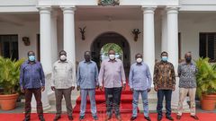 President Uhuru Kenyatta with One Kenya Alliance (OKA) leaders, former PM Raila Odinga and Kakamega Governor Wycliffe Oparanya