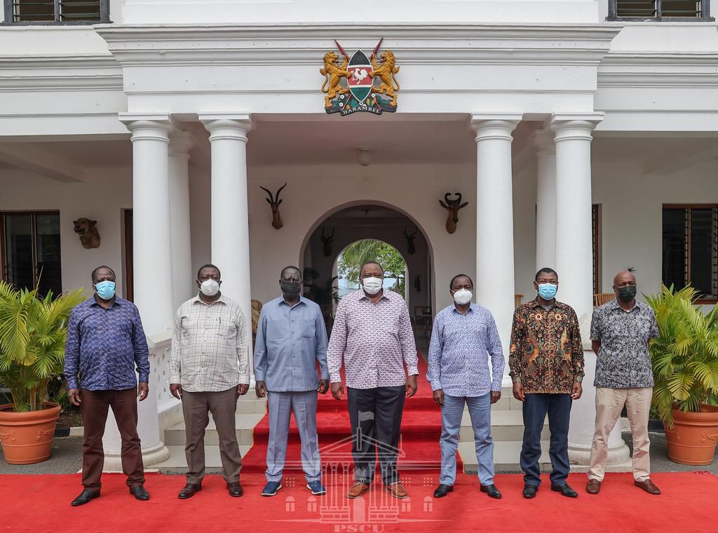 President Uhuru Kenyatta with former Prime Minister Raila Odinga and One Kenya Alliance (OKA) leaders