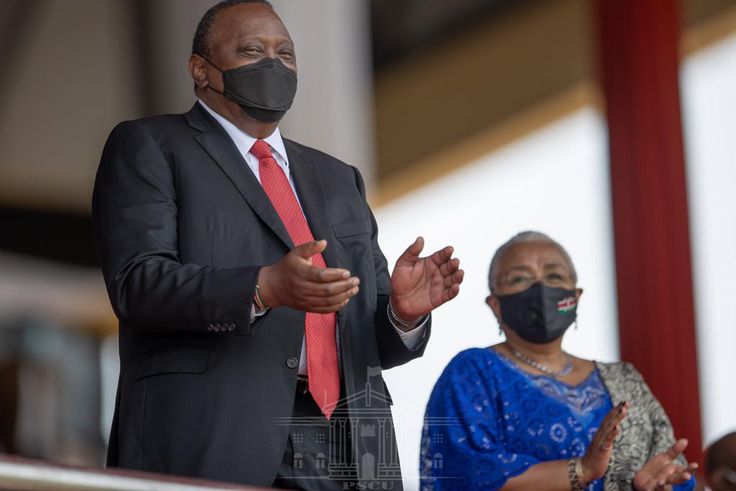 President Uhuru Kenyatta during the 2021 Mashujaa Day celebrations at the Wang'uru Stadium in Kirinyaga County