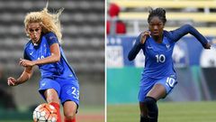 PSG teammates Kheira Hamraoui (left) and Aminata Diallo