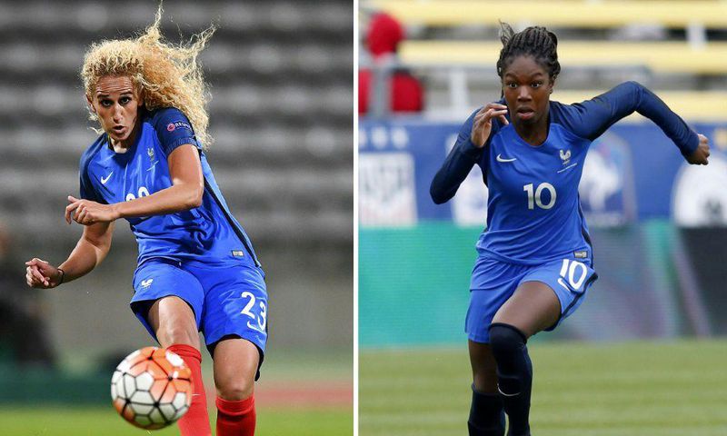 PSG teammates Kheira Hamraoui (left) and Aminata Diallo