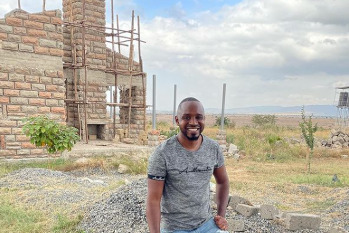 Activist Boniface Mwangi at the construction site of his Machakos family home. The house was invaded on the night of October 20, 2021