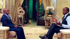 Politician Jimi Wanjigi with Citizen TV's Linus Kaikai