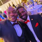 Journalist Ken Mijungu with Bobi Wine during Silas Jakakimba and his bride Florence's wedding held at the Safari Park Hotel in Nairobi on October 16, 2021