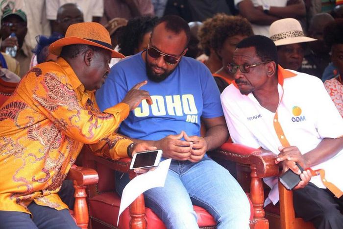 Opposition leader Raila Odinga, Mombasa governor Hassan Joho and Siaya senator James Orengo. Raila's camp has warned NASA co-principals to keep off Uhuru Pact