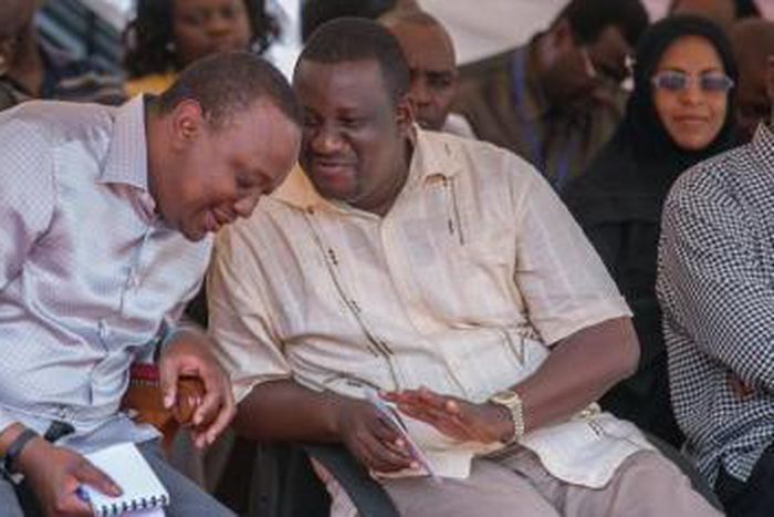 Kwale Governor Salim Mvurya with President Uhuru Kenyatta during a past event