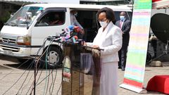 KNEC CEO Mercy Karogo during the release of 2020 KCSE results