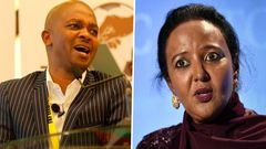 Sports CS Amina Mohammed (right) disbands FKF led by Nick Mwendwa (right). CS Mohammed went further to form a caretaker committee to run football.