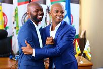 From left to right; FKF CEO Barry Otieno and FKF President Nick Mwendwa who are both detained following investigations into alleged mismanagement of funds.