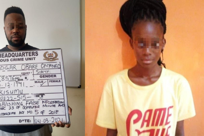 Blogger Edgar Obare and his co-accused Desy Oduor Achieng (DCI-Twitter)