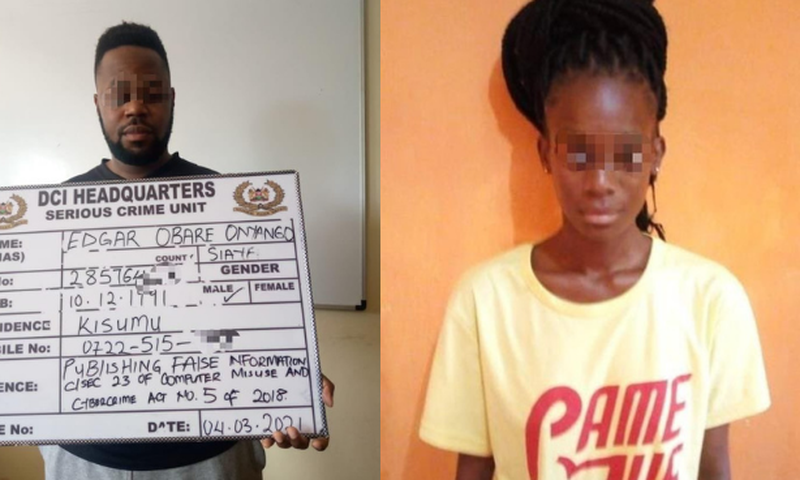 Blogger Edgar Obare and his co-accused Desy Oduor Achieng (DCI-Twitter)
