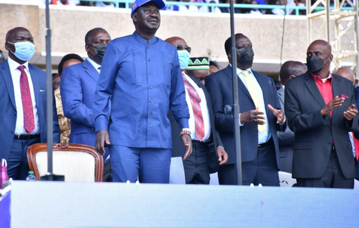 ODM party leader Raila Odinga at the Kasarani Stadium during the Azimio la Umoja Convention