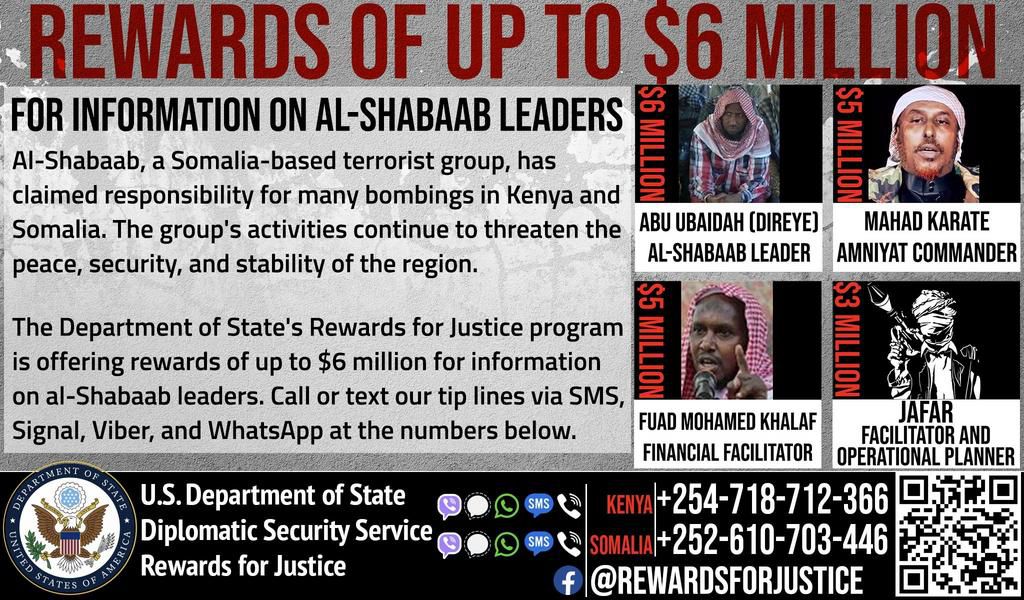 The four; Abu Ubaidah, Mahad Karate, Fuad Mohamed Khalaf and Jafar are said to be top officials at the Somalia based terror group.