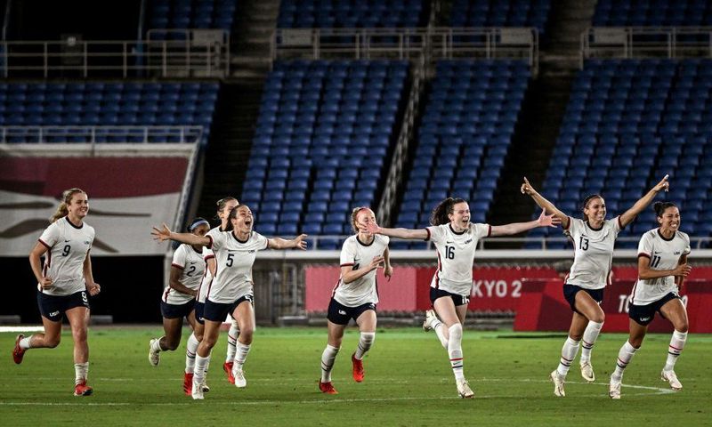 United States players celebrate after beating the Dutch on penalties