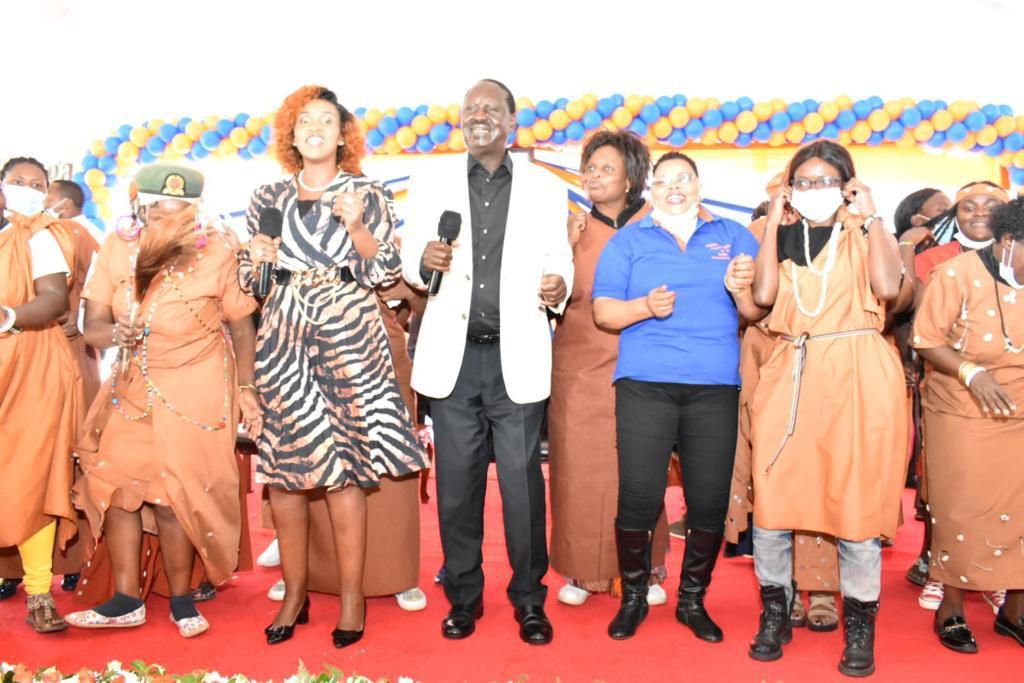 Nairobi politician Wangui Ng’ang’a with Raila Odinga