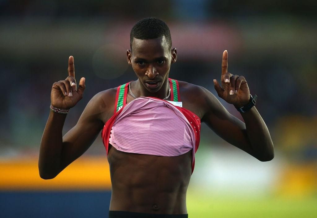 NAIROBI, KENYA - JULY 15: Moitalel Mpoke Naadokila of Kenya celebrates after winning the silver medal in the final of the mens 400m hurdles on day four of the IAAF U18 World Championships at the Kasarani Stadium on July 15, 2017 in Nairobi, Kenya. (Photo by Ben Hoskins/Getty Images for IAAF)