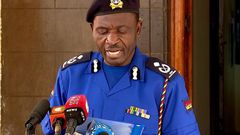Police Spokesperson Bruno Shioso at the podium during a past press briefing