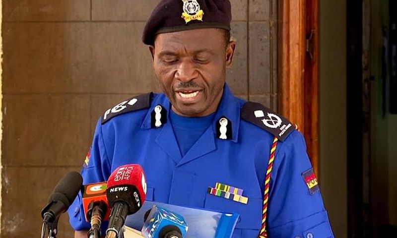 Police Spokesperson Bruno Shioso at the podium during a past press briefing