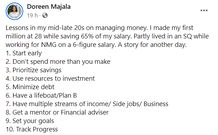 I lived in an SQ while earning a 6-figure salary - Doreen Majala