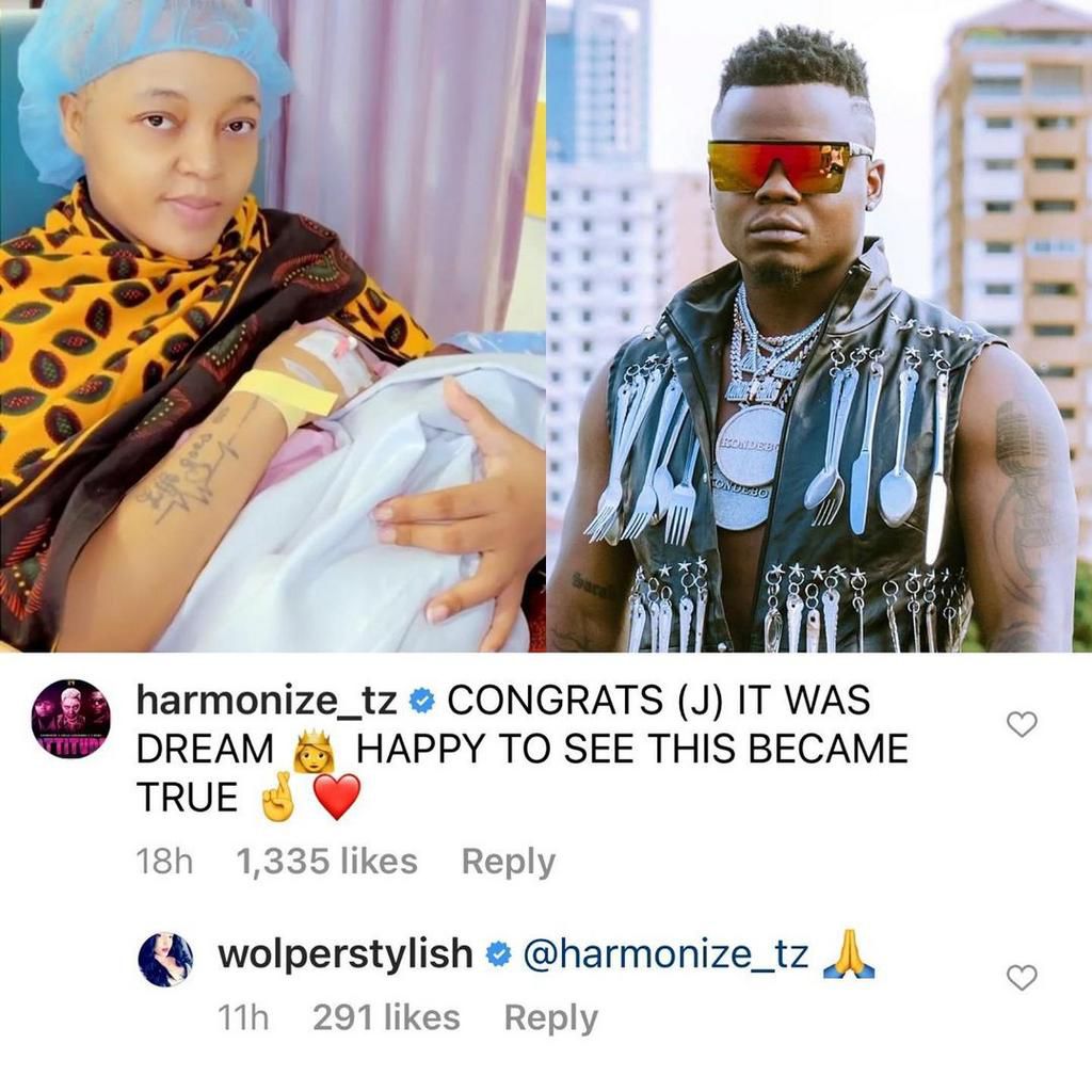 Harmonize’s surprise message to Ex-Lover Jacqueline Wolper after giving Birth (Screenshot)