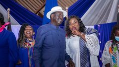 Raila Odinga with his wife Ida Odinga in the presence of a section of women leadership in the country at the Catholic University.
