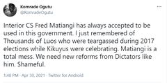 Reaction to Interior CS Fred Matiang'i proposal on policy to bar policemen from marrying each other