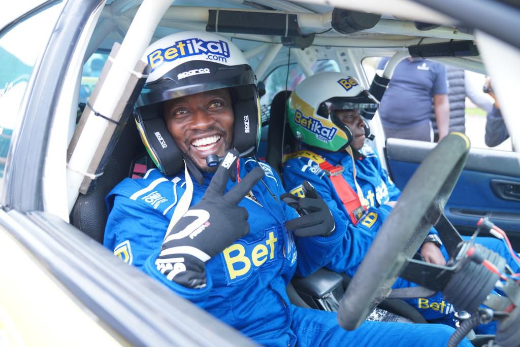 "Betika Morios" a composition of driver Muiruri and former navigator Edward Njoroge. Muiruri in their Subaru N12 as they prepared to take part in the WRC Safari Rally held from June 24-27. (COURTESY: BETIKA)
