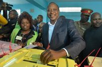 President Uhuru Kenyatta votes at a polling station during the presidential election in Gatundu, Kiambu county August 8, 2017