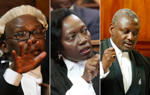 Former Attorney General Githu Muigai, Senior Counsel Martha Karua and Senior Counsel Otiende Amollo