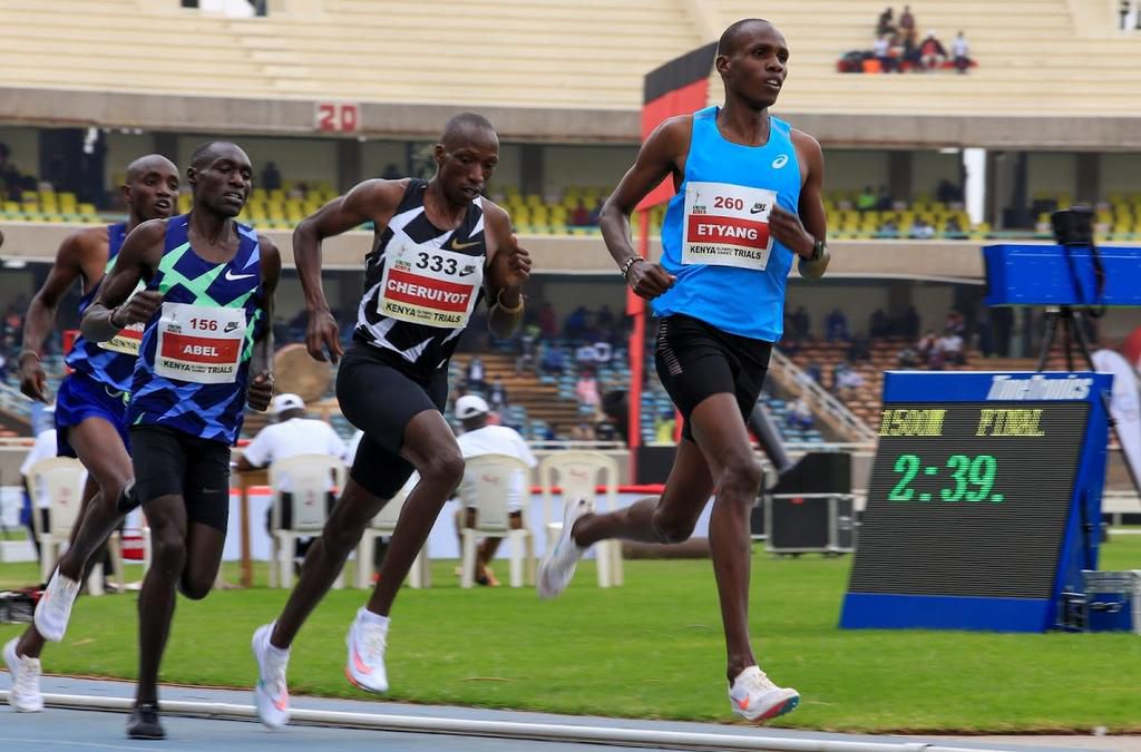 Kamar Etyang leads Timothy Cheruiyot in the 1500m during the Kenyan Olympic Trails at Moi International Sports Centre  (Image-REUTERS)