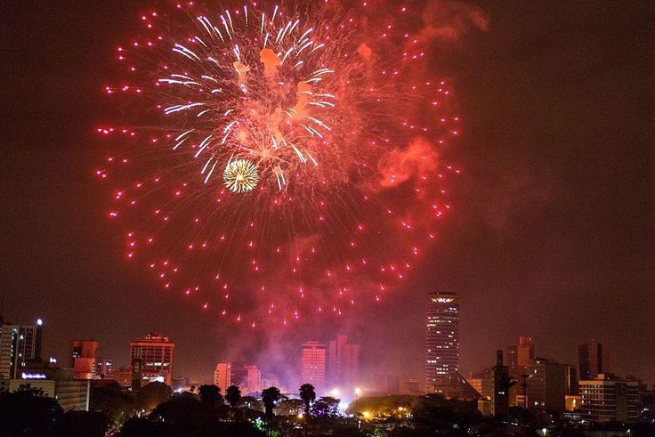 NAIROBI, KENYA - JANUARY 01: Kenya welcomes the new year with fireworks in Nairobi, Kenya on January 01, 2017. (Photo by Bryan Jaybee /Anadolu Agency/Getty Images)