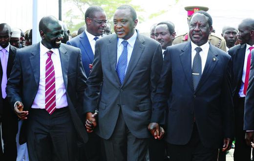 Uhuru, Ruto and Raila at a past event