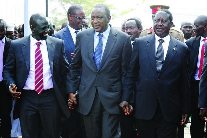 Uhuru, Ruto and Raila at a past event