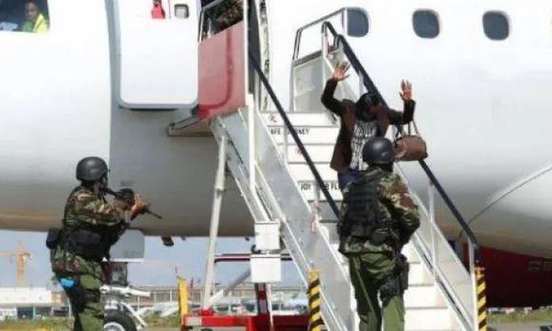 Police officers conducting a drill at JKIA