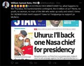 Post on Deputy President William Ruto's verified Twitter handle