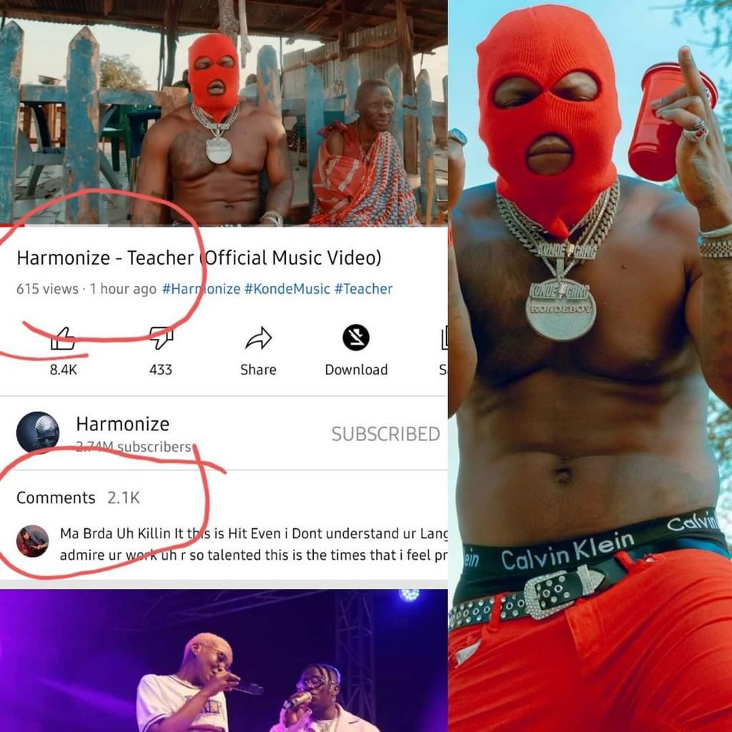 Harmonize shocks many has his new tune clocks 2 million views within 14 hours [Screenshot]