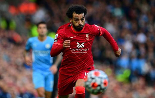 Livepool star Mohamed Salah chases after the ball in a Premier League match against Manchester City at the weekend