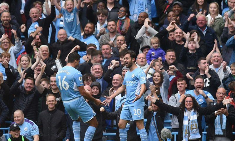 Bernardo Silva (right) scored Manchester City's first goal against Burnley
