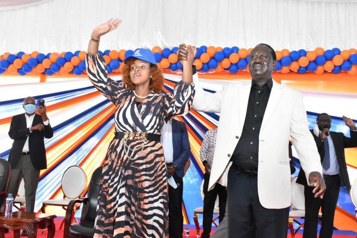 Nairobi politician Wangui Ng’ang’a with Raila Odinga