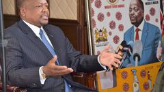 Health CS Mutahi Kagwe during interview with CNN's Larry Madowo